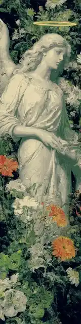 Free angel bookmark featuring a stone angel in the garden